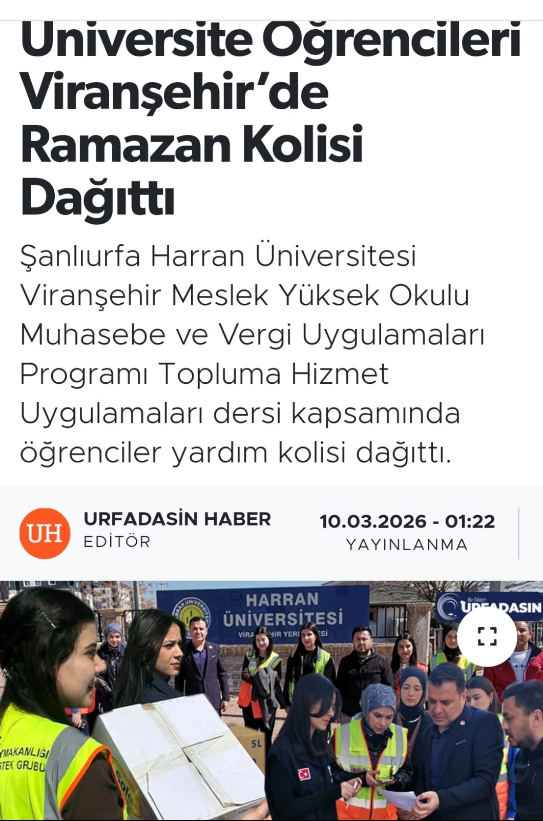 Muhasebe ve Vergi Uygulamaları Programı Öğrencileri Ramazan Kolisi Dağıttı