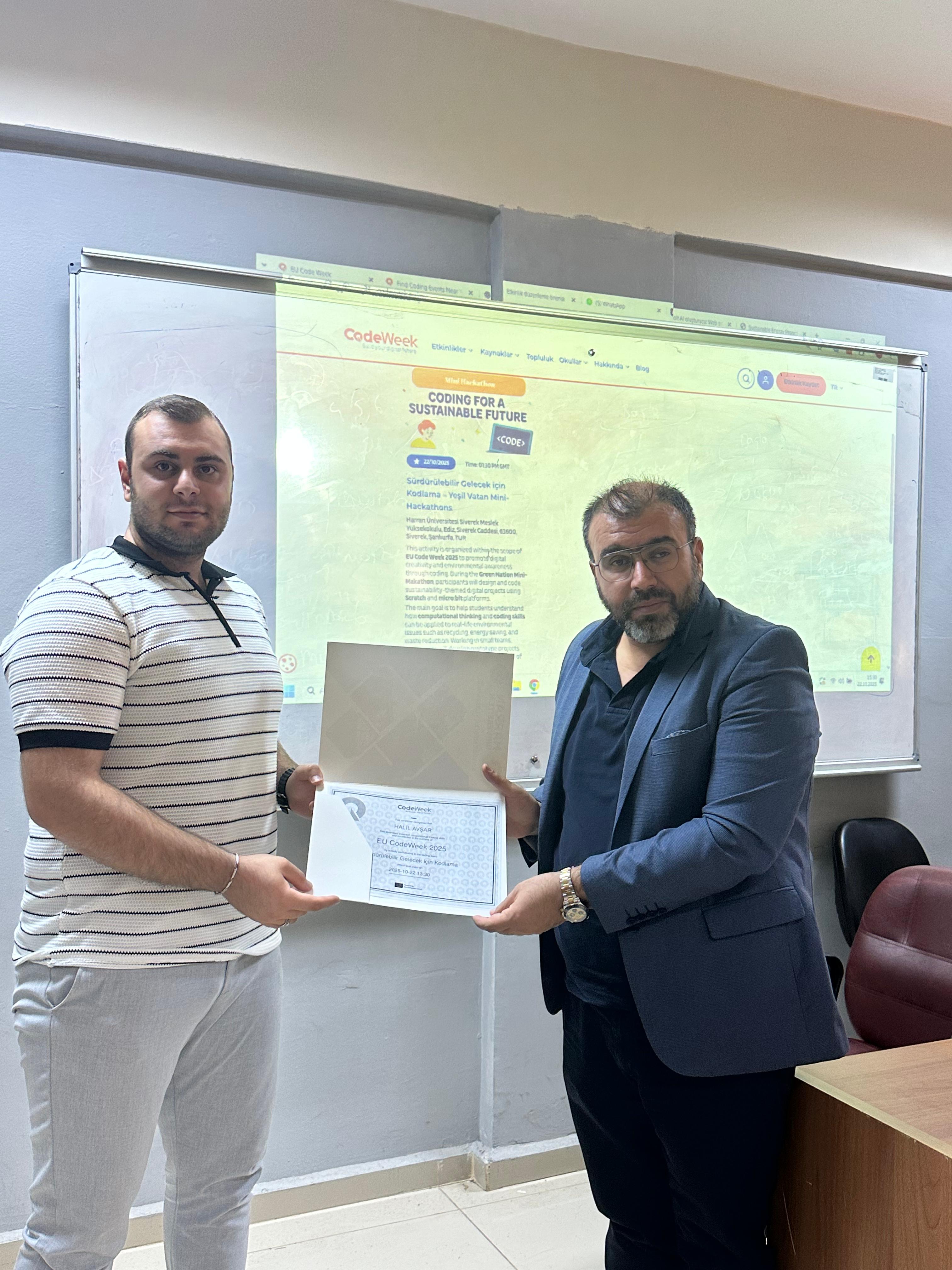 Öğrencilerimiz Sürdürülebilir Gelecek için Kodlama – Yeşil Vatan Mini-Hackathons,"EU Code Week" 2025