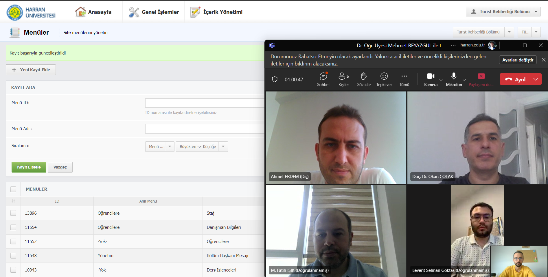 İç Tetkik Değerlendirmesi Öncesi Fakültemiz Web Sayfası Koordinatörlüğü Toplantısı